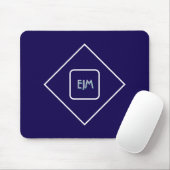 Tapis De Souris Chic élégant bleu monogrammed (Avec souris)