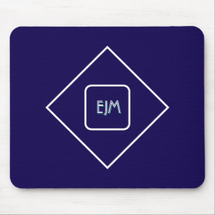Tapis De Souris Chic élégant bleu monogrammed