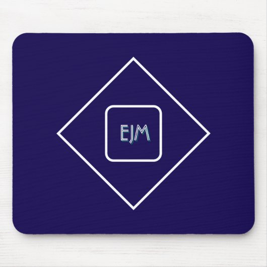 Tapis De Souris Chic élégant bleu monogrammed (Devant)