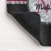 Tapis De Souris Chic faux Parties scintillant argent Bourgogne noi (Coin)