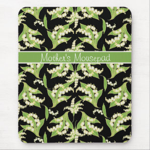 Tapis De Souris Chic Floral Mousepad : Lys de la Vallée, Noir