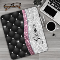 Chic girly faux parties scintillant argent noir ro