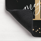 Tapis De Souris Chic Modern Girly Black Gold Nom Script Monogramme (Coin)