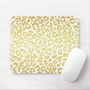 Tapis De Souris Chic Modern Gold White Leopard Jaguar Cheetah