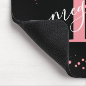 Tapis De Souris Chic moderne fille rose noir Nom Script Monogramme (Coin)