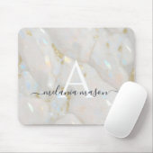 Tapis De Souris Chic or Opal Gemstone Marble Monogramme (Avec souris)