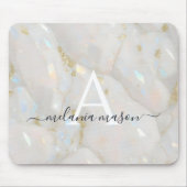 Tapis De Souris Chic or Opal Gemstone Marble Monogramme (Devant)