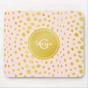 Tapis De Souris Chic pink faux gold glitter cheetah print monogram