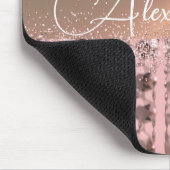 Tapis De Souris Chic Rose Blush perles à cordes Glitterie (Coin)