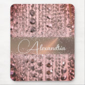 Tapis De Souris Chic Rose Blush perles à cordes Glitterie (Devant)
