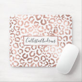 Tapis De Souris Chic Rose Gold Leopard Cheetah Poster de animal (Avec souris)