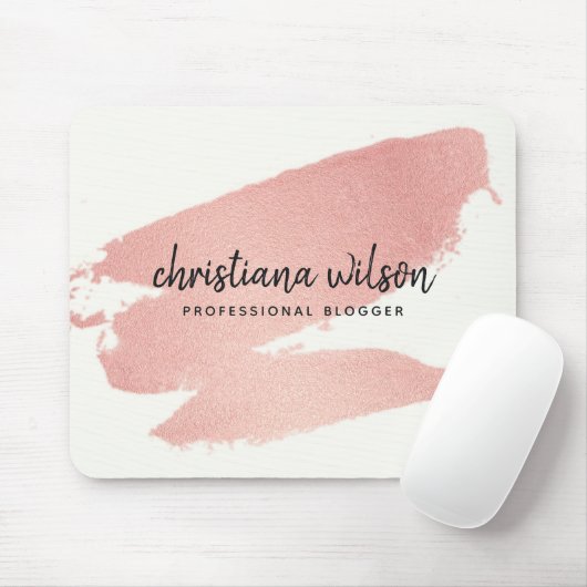 TAPIS DE SOURIS CHIC ROSE OR BLUSH ROSE BRUSH STROKE CALLIGRAPHIE (Avec souris)