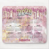 Tapis De Souris Chic rose or parties scintillant monogramme calend (Devant)