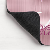 Tapis De Souris Chic rose rose pâle goutte à goutte monogramme (Coin)