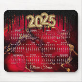 Tapis De Souris Chic rouge noir glitter monographie 2025 calendrie (Devant)
