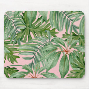 Tapis De Souris Chic Trendy Tropical Floral Palm Rose Motif feuill