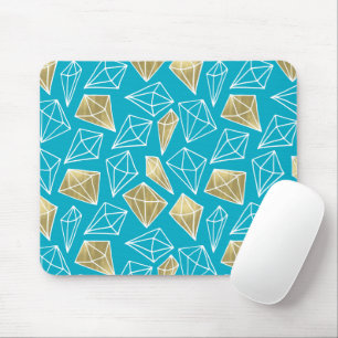 Tapis De Souris Chic Turquoise Aqua Blue Gold Diamonds Noël