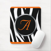 Tapis De Souris Chic Zebra Imprimer orange Monogramme mousepad (Avec souris)