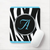 Tapis De Souris Chic Zebra Print Aqua Blue Monogram mousepad (Avec souris)