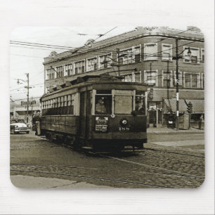TAPIS DE SOURIS CHICAGO 63E ET OCCIDENTALE 1952 TROLLEY ART SEPIA