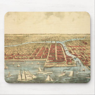 Tapis De Souris Chicago Antique Map, LaSalle Street et River