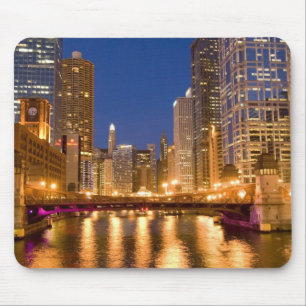 Tapis De Souris Chicago, Illinois, Skyline et rivière Chicago à