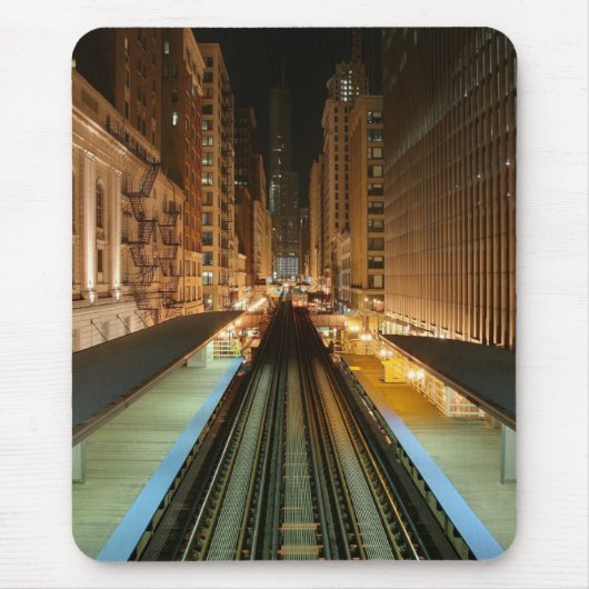 Tapis De Souris Chicago "L" station la nuit (Devant)