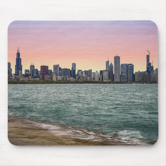 Tapis De Souris Chicago Skyline (Devant)