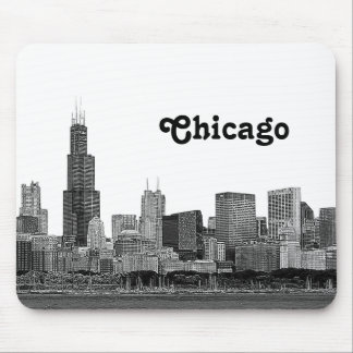 Tapis De Souris Chicago Skyline Etché