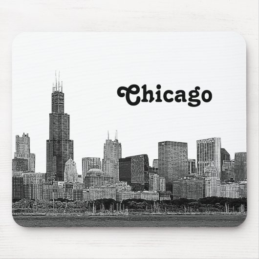 Tapis De Souris Chicago Skyline Etché (Devant)