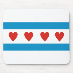 Tapis De Souris chicago ville amour drapeau coeurs usa états-unis