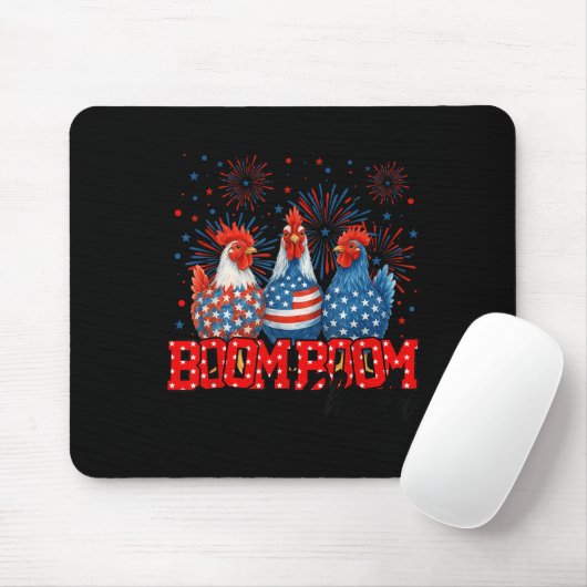 Tapis De Souris Chicken Boom Boom Funny Patriotic Chicka 4th Of Ju (Avec souris)
