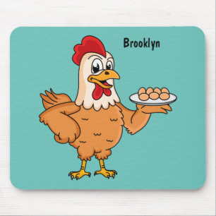 Tapis De Souris Chicken with eggs on plate cartoon