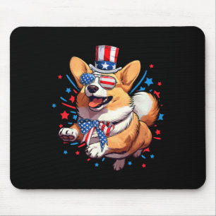 Tapis De Souris Chien 4 juillet Drapeau américain USA Patriotique 