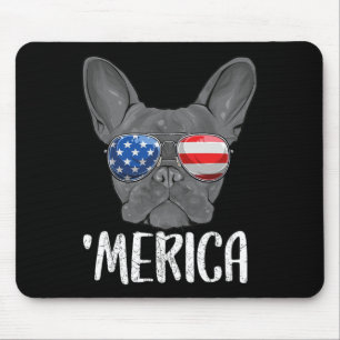 Tapis De Souris Chien à chien français 4 juillet Drapeau américain