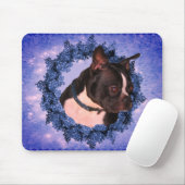 Tapis De Souris Chien à couronne florale de Boston Terrier (Avec souris)