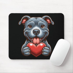 Tapis De Souris Chien adorable embrassant un cœur avec une express