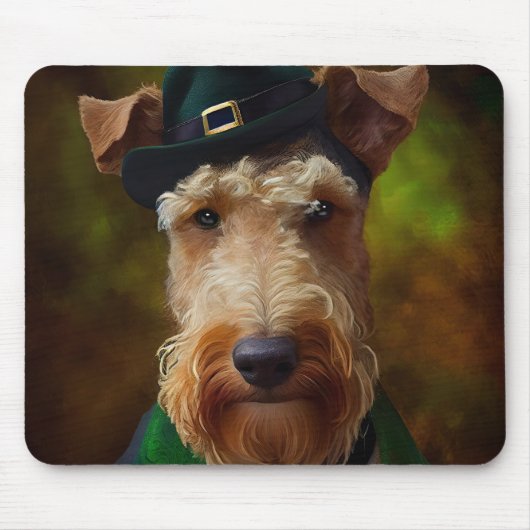 Tapis De Souris chien airedale à la St. Patrick's Day (Devant)