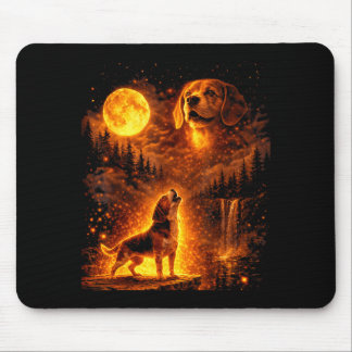 Tapis De Souris Chien au Clair de Lune Vintage Drôle de Beagle Hur