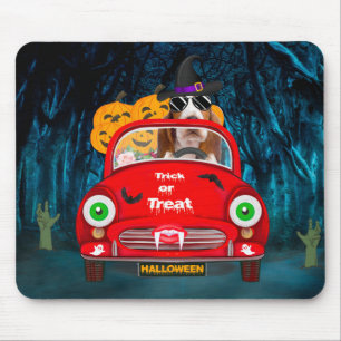 Tapis De Souris Chien Basset Hound Conduisant une Voiture Effrayan