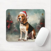 Tapis De Souris Chien beagle à Noël de neige (Avec souris)