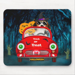 Tapis De Souris Chien Beagle Conduisant une Voiture Effrayante