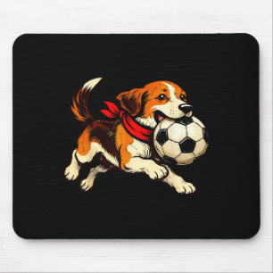 Tapis De Souris Chien Beagle Drôle Jouant au Jour de Match de Foot