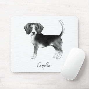 Tapis De Souris Chien Beagle Mignons En Noir Et Blanc Et Nom Perso