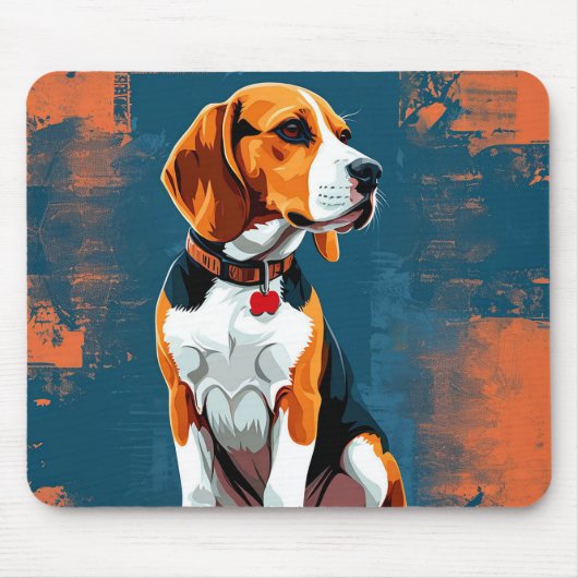 Tapis De Souris Chien Beagle sur fond abstrait (Devant)