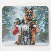Tapis De Souris Chien berger allemand équitation moto Noël (Devant)