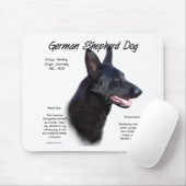 Tapis De Souris Chien berger allemand (noir) Conception de l'histo (Avec souris)