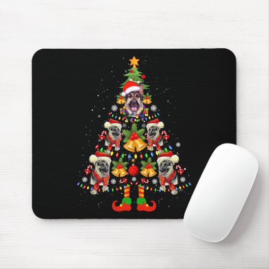 Tapis De Souris Chien berger allemand Santa Hat sapin Noël Noël No (Avec souris)