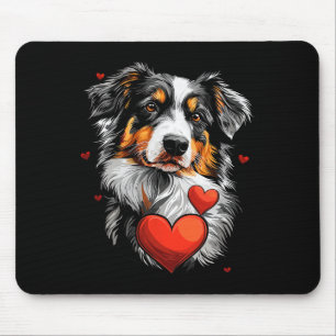 Tapis De Souris Chien berger australien de la Saint-Valentin