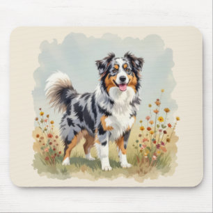Tapis De Souris Chien Berger Australien Merle Queue Longue